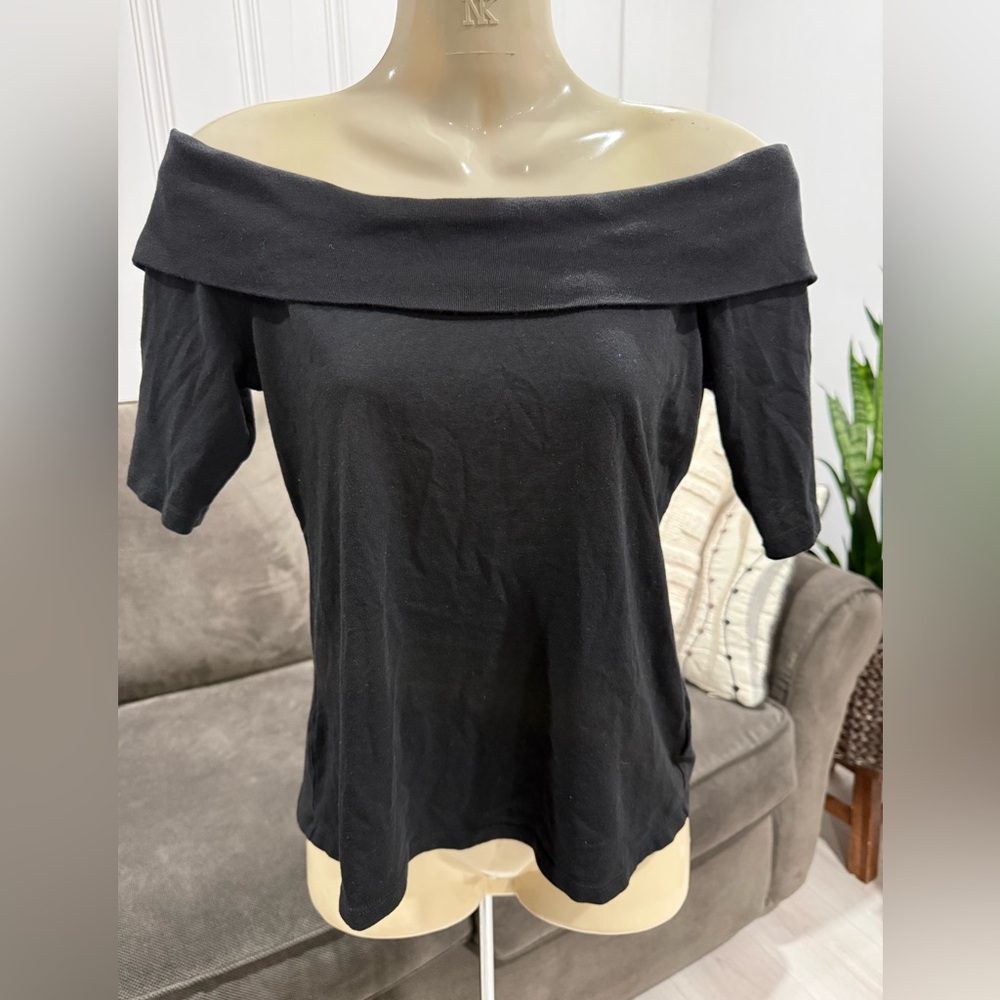 Anthropology Black Off-Shoulder Top